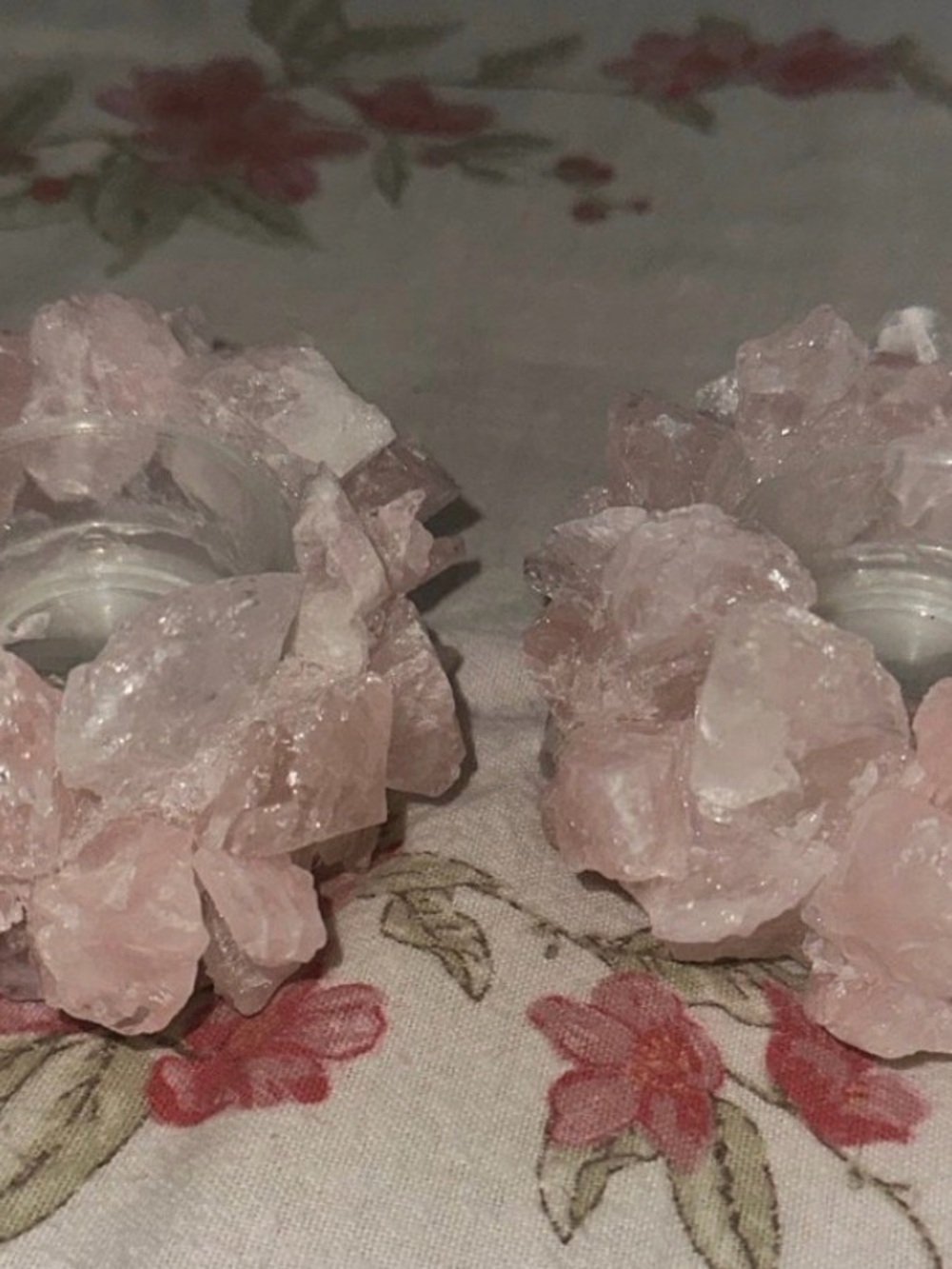 Kathryn McCoy Rose Quartz Crystal Votive Candle Holders - Pink Decorative Set